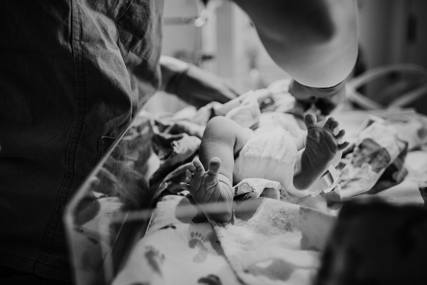newborn baby boy's feet at Good Sam hospital in Portland