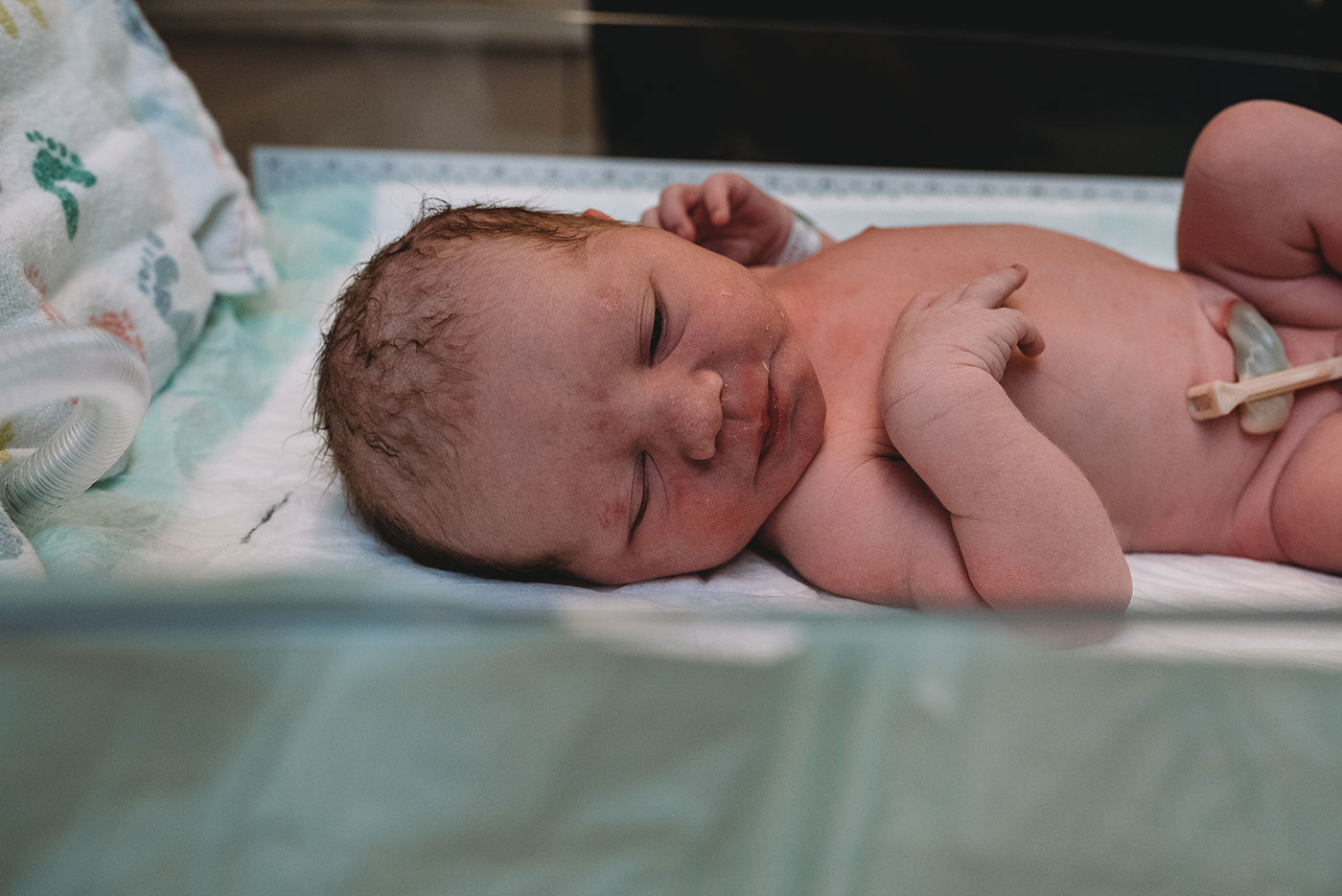 newborn baby in the warmer at St Vincent's hospital in Portland