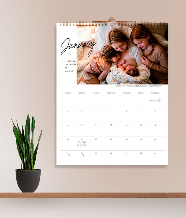 2022 birth calendar gift for doulas, midwives