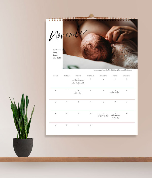 2022 birth calendar gift for doulas, midwives