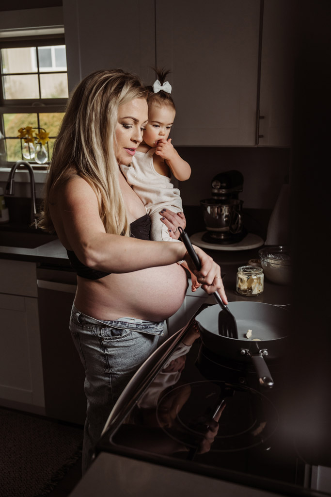 Pancake Session, In Home Maternity Photography by Natalie Broders in Portland, OR