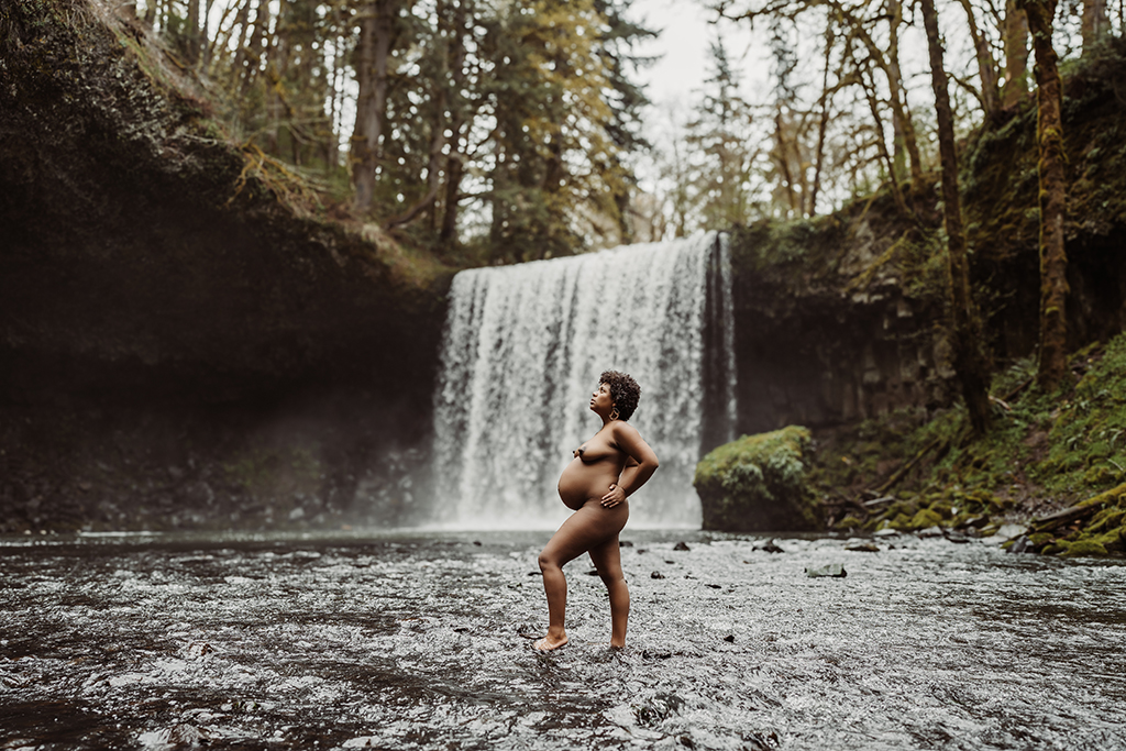 Waterfall Maternity Photography by Natalie Broders - Clatskanie, OR