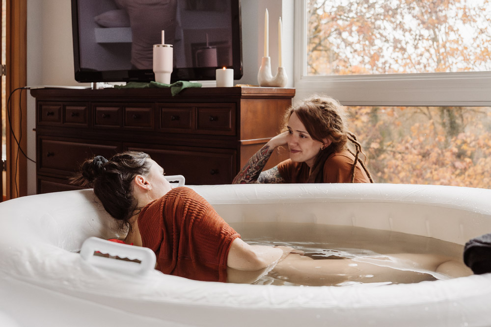 Portland Birth Doula Natalie Broders at a Home Birth