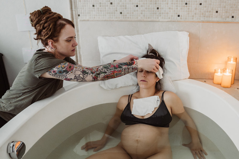 Portland Birth Doula Natalie Broders at a Water Birth